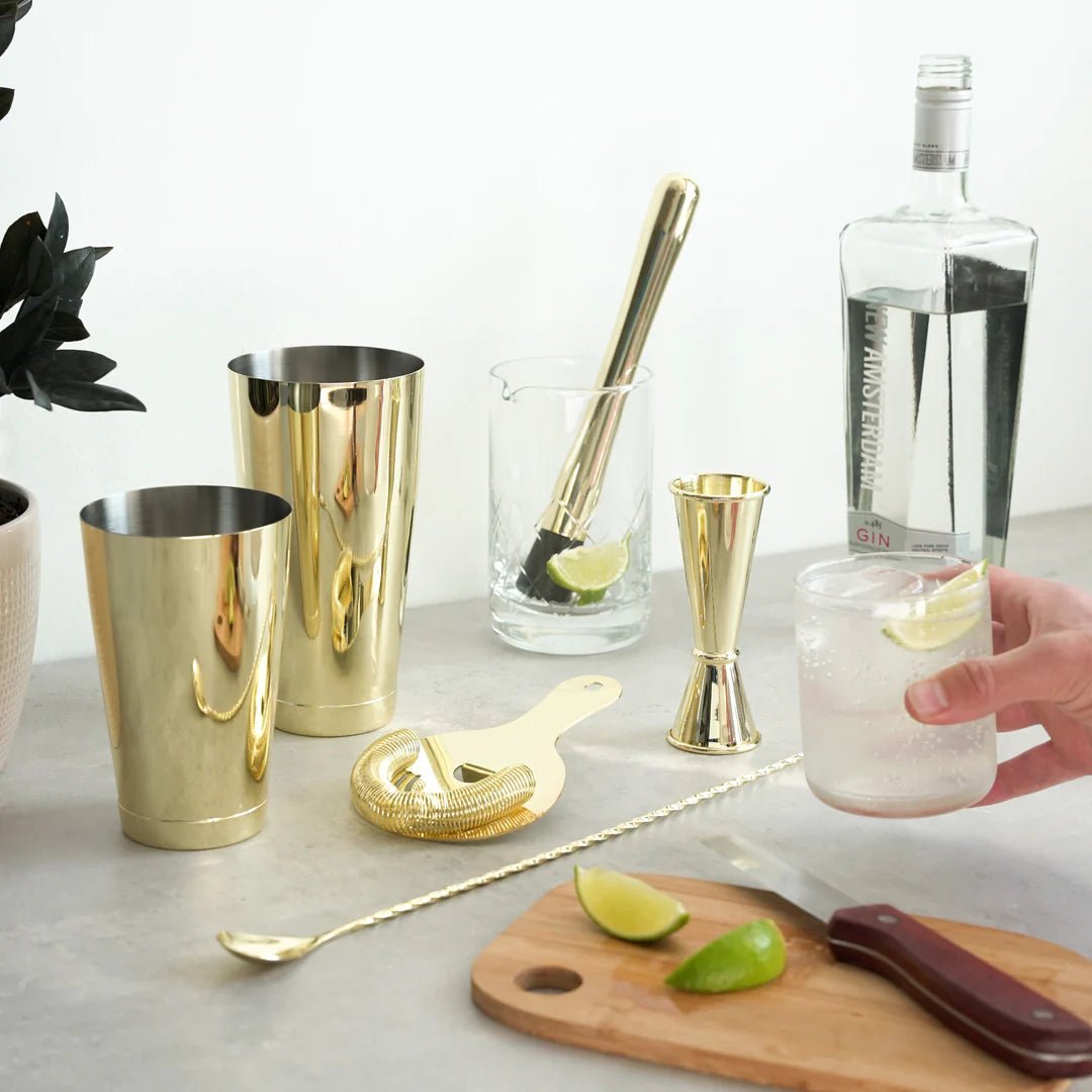 Viski 7 - Piece Belmont Barware Set, Gold - lily & onyx