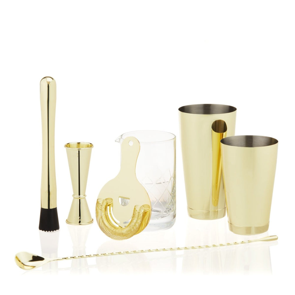 Viski 7 - Piece Belmont Barware Set, Gold - lily & onyx