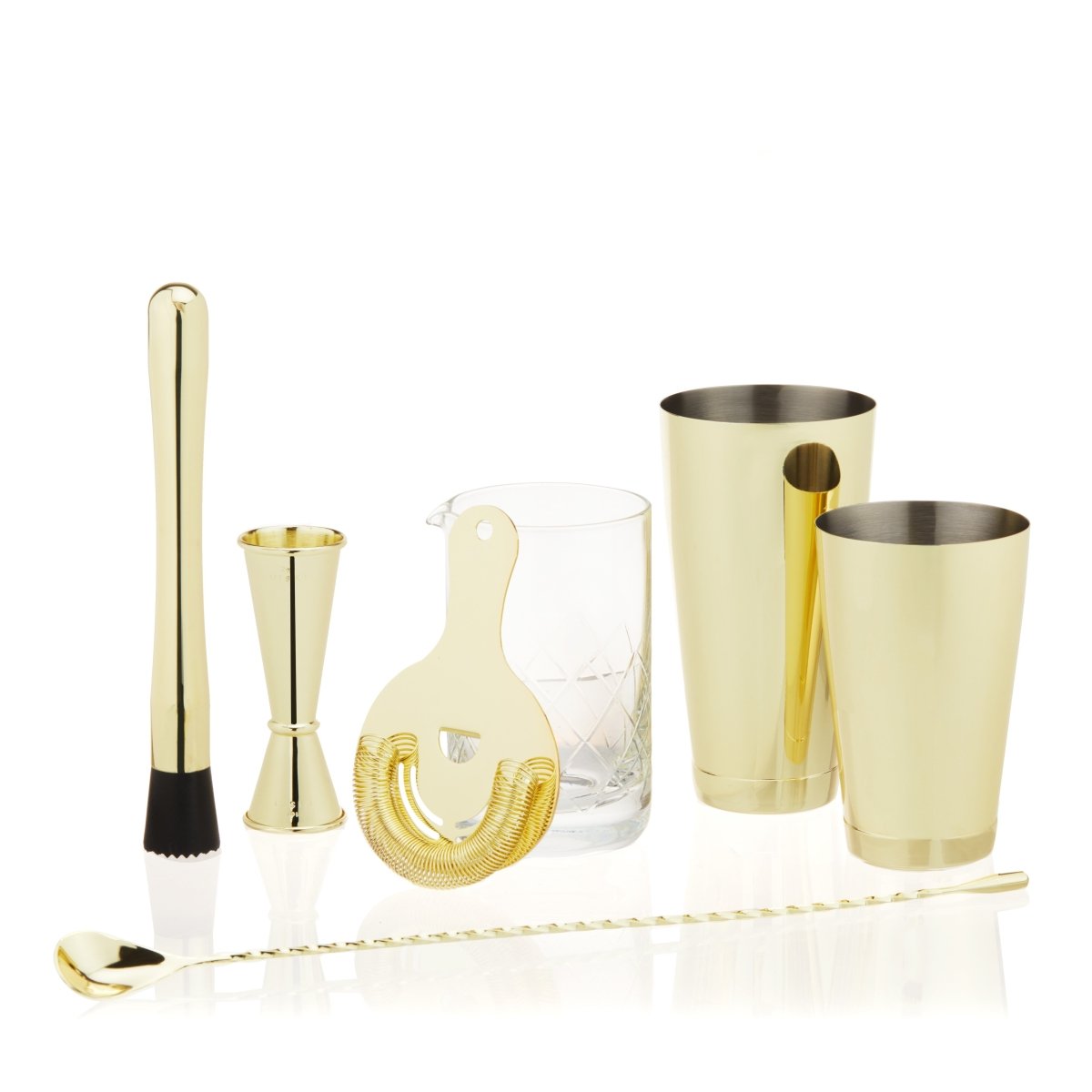 Viski 7 - Piece Belmont Barware Set, Gold - lily & onyx