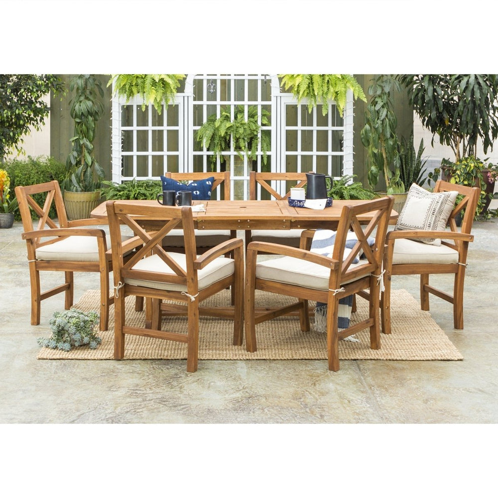 Walker Edison 7-Piece Crosswinds Outdoor Dining Set - lily & onyx