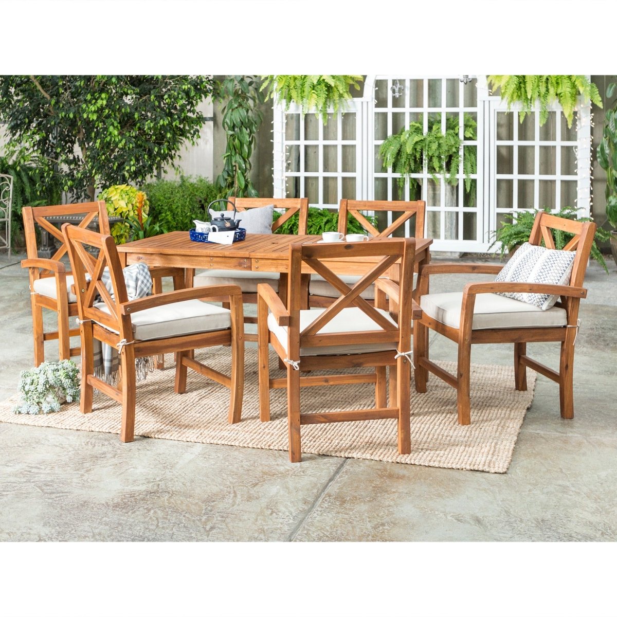 Walker Edison 7-Piece Patio Dining Table Set - lily & onyx