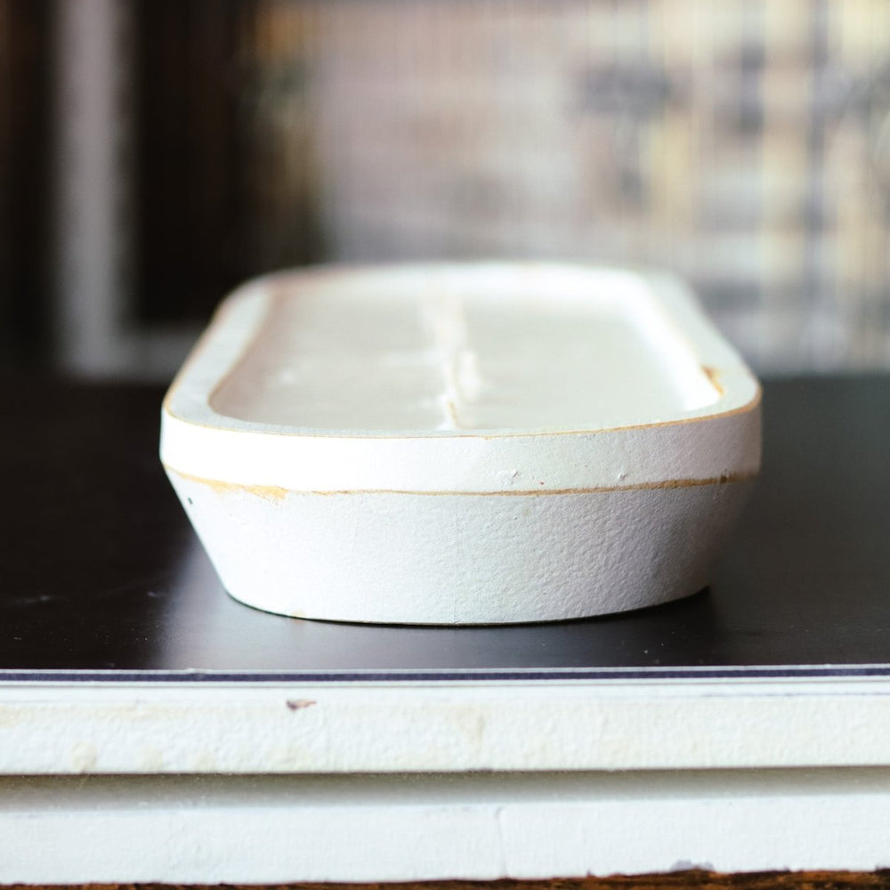 Cedar Mountain Candle 7 Wick White Wood Dough Bowl - lily & onyx