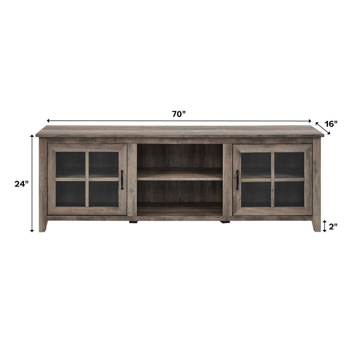 Walker Edison 70" Farmhouse Simple Window Pane 2 Door Wood TV Stand - lily & onyx