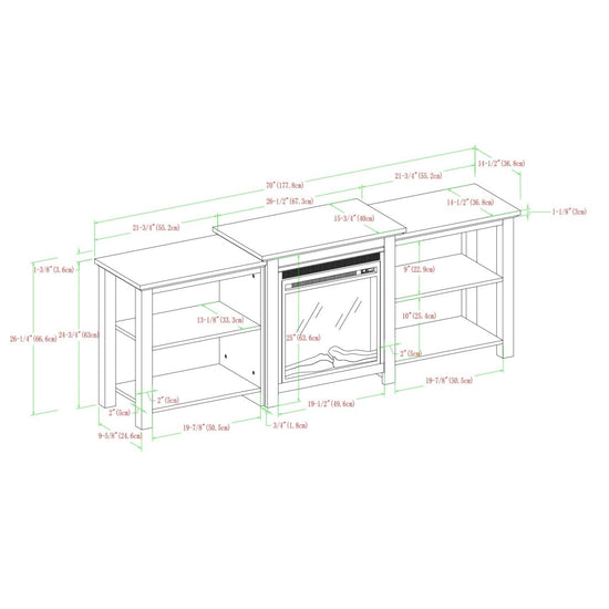 Walker Edison 70" Tiered Top Open Shelf Fireplace TV Stand - lily & onyx