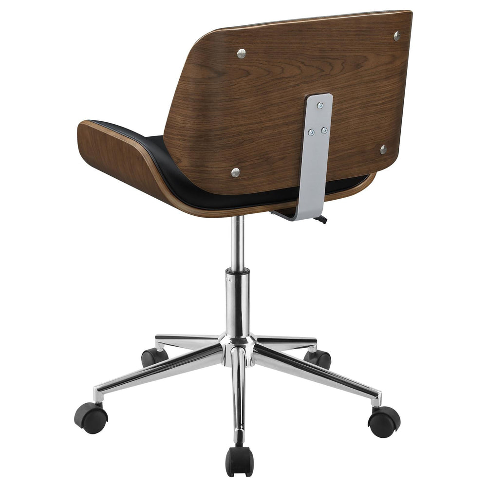
                      
                        Black Faux Leather and Walnut Swivel Office Chair
                      
                    