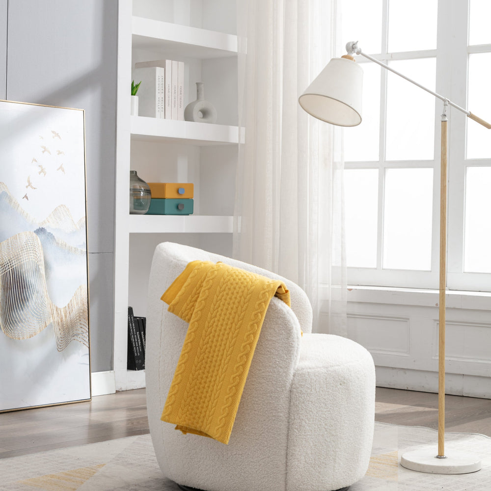 
                      
                        Teddy Swivel Accent Barrel Armchair, Ivory
                      
                    