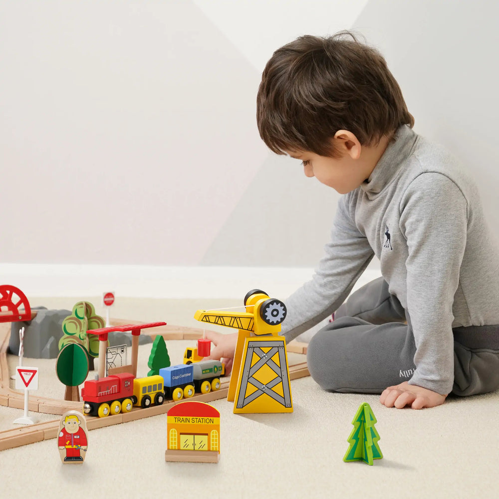 
                      
                        Tiny Land® Wooden Train Set, 55 Pcs
                      
                    
