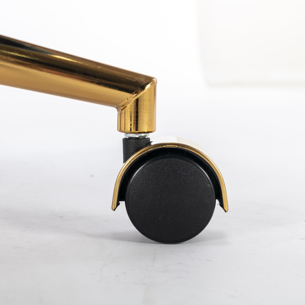 
                      
                        White Teddy Modern Desk Chair with Gold Rolling Base
                      
                    