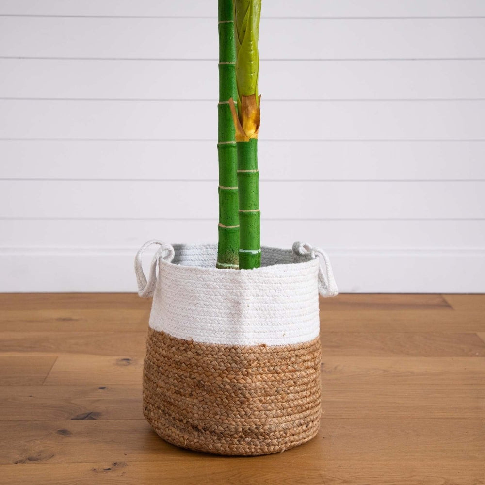 
                      
                        Nearly Natural 8’ Golden Cane Artificial Palm Tree in Handmade Natural Cotton Planter - lily & onyx
                      
                    