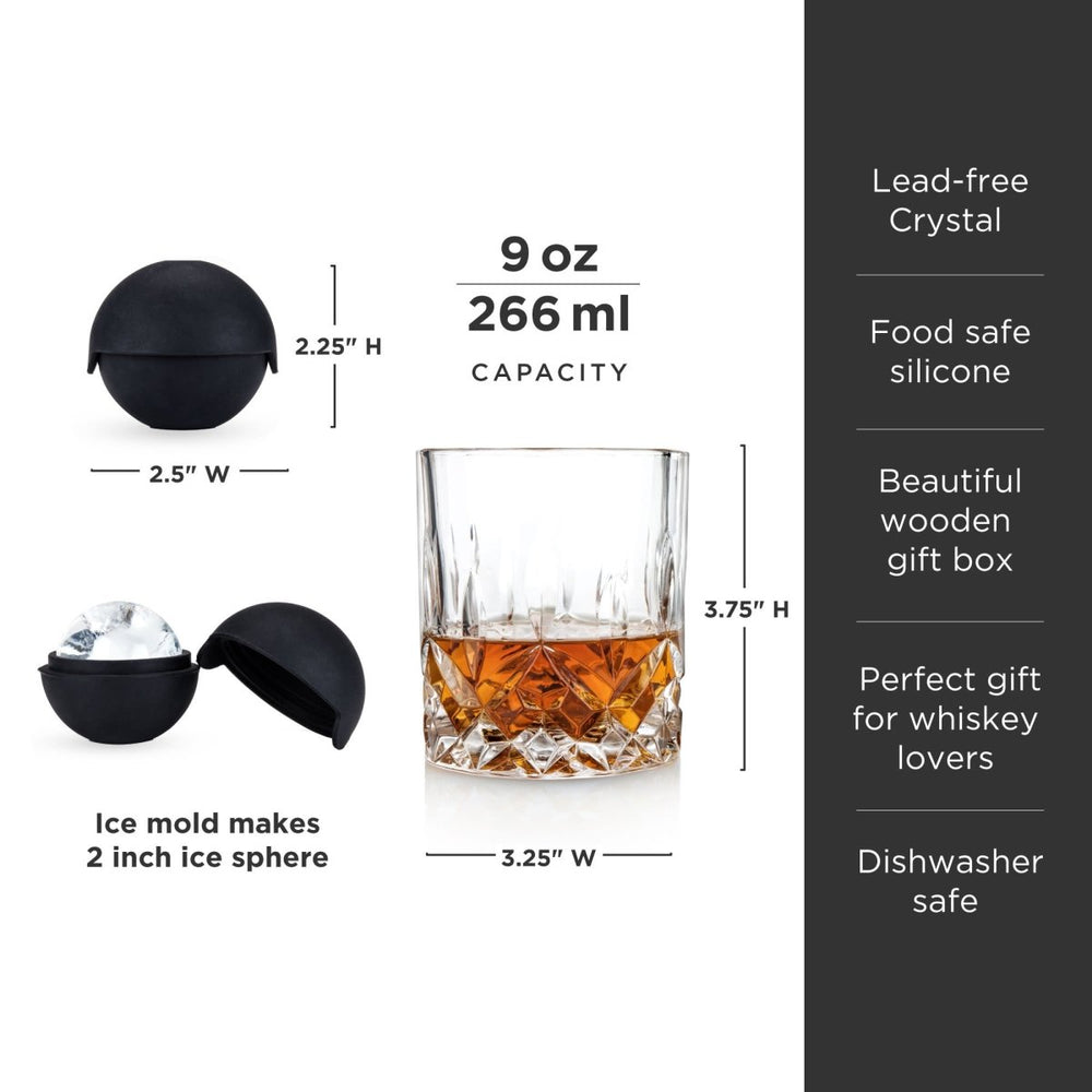 
                      
                        Viski 8 - Piece Ice Sphere Mold and Crystal Rocks Glass Gift Set - lily & onyx
                      
                    