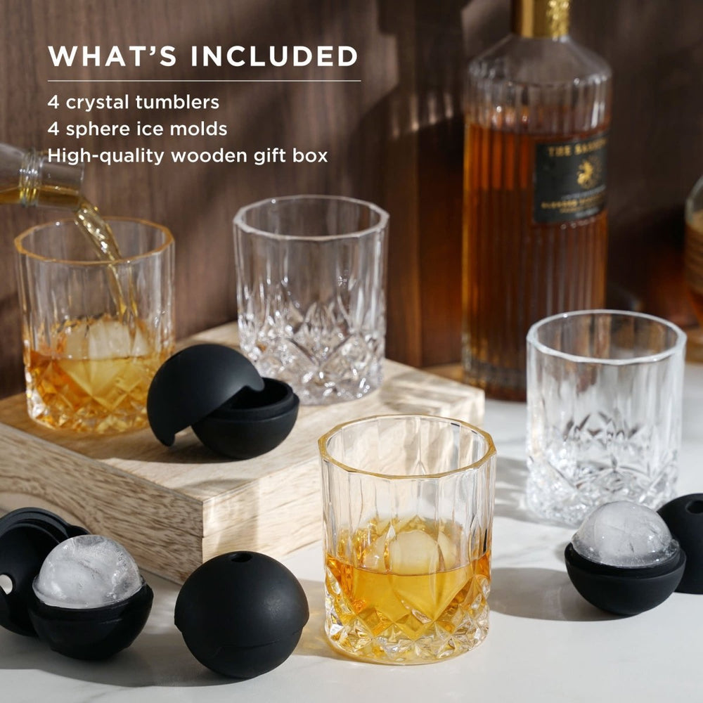 
                      
                        Viski 8 - Piece Ice Sphere Mold and Crystal Rocks Glass Gift Set - lily & onyx
                      
                    