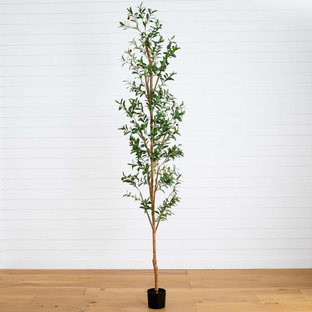 Nearly Natural 9' Artificial Olive Tree with Natural Trunk - lily & onyx