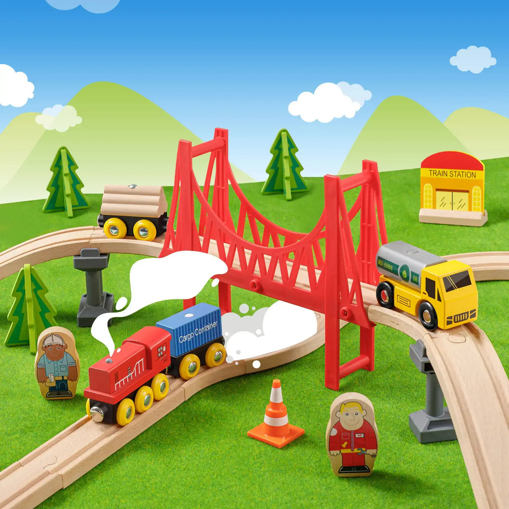 
                      
                        Tiny Land® Wooden Train Set, 55 Pcs
                      
                    