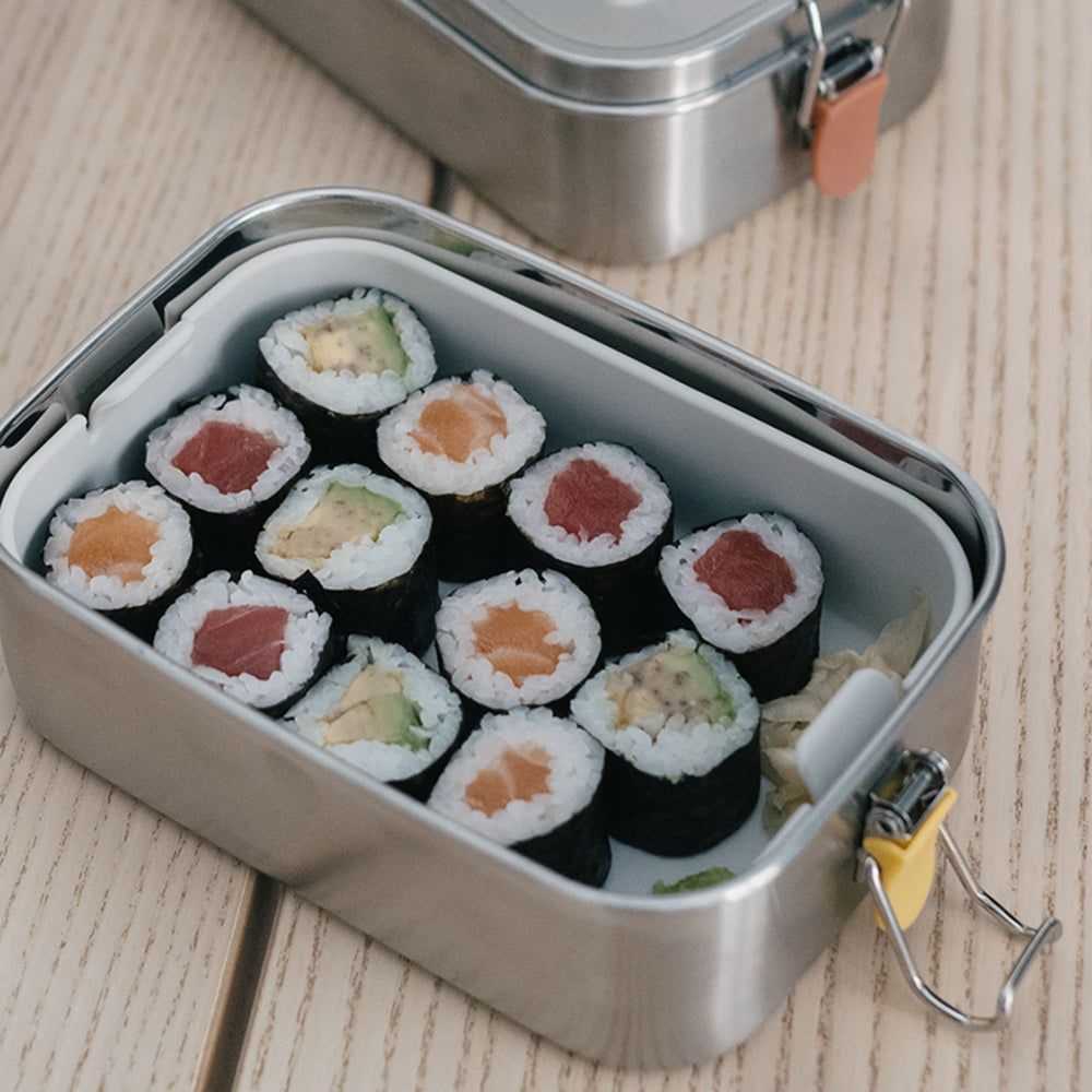 Stainless Steel Lunch Box with Heat Safe Insert - Lemon