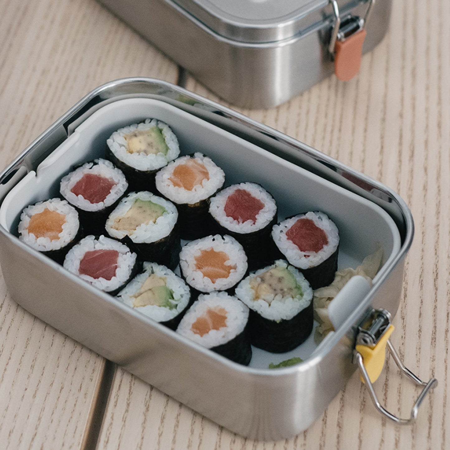 Stainless Steel Lunch Box with Heat Safe Insert - Lemon