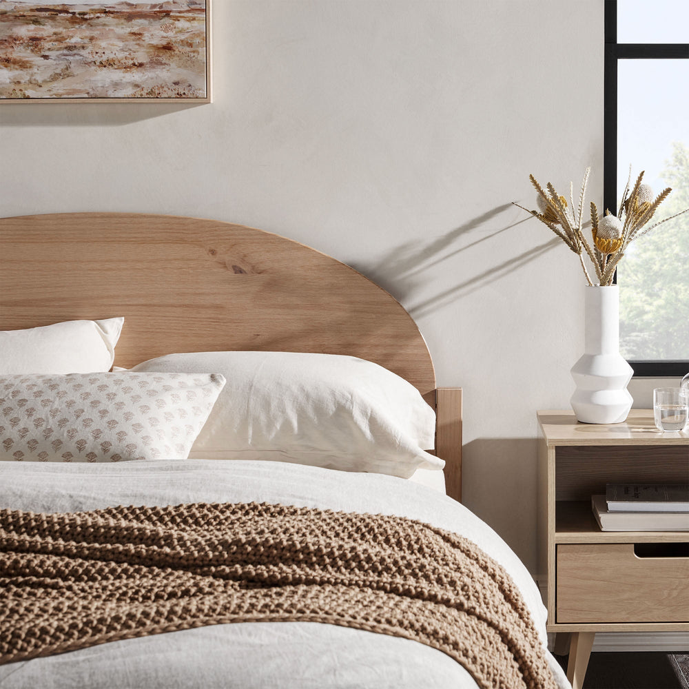 
                      
                        Elias Solid Wood Bed with Arched Headboard
                      
                    