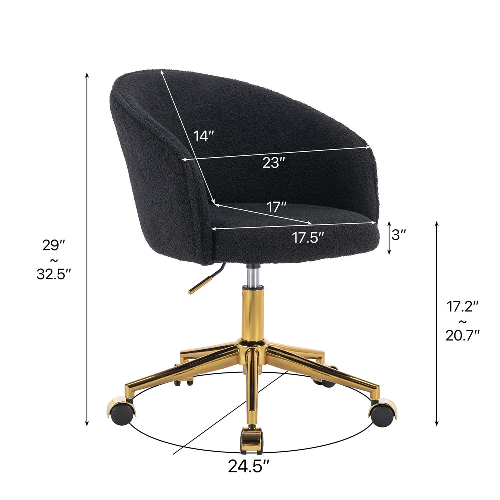 
                      
                        Black Teddy Modern Desk Chair with Gold Rolling Base
                      
                    