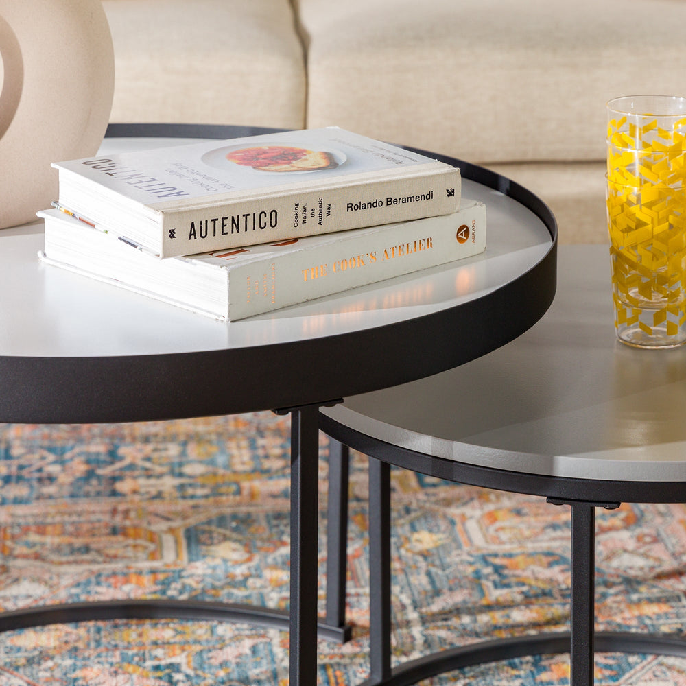
                      
                        Modern Round Nesting Coffee Tables with Round Base, Set of 2
                      
                    