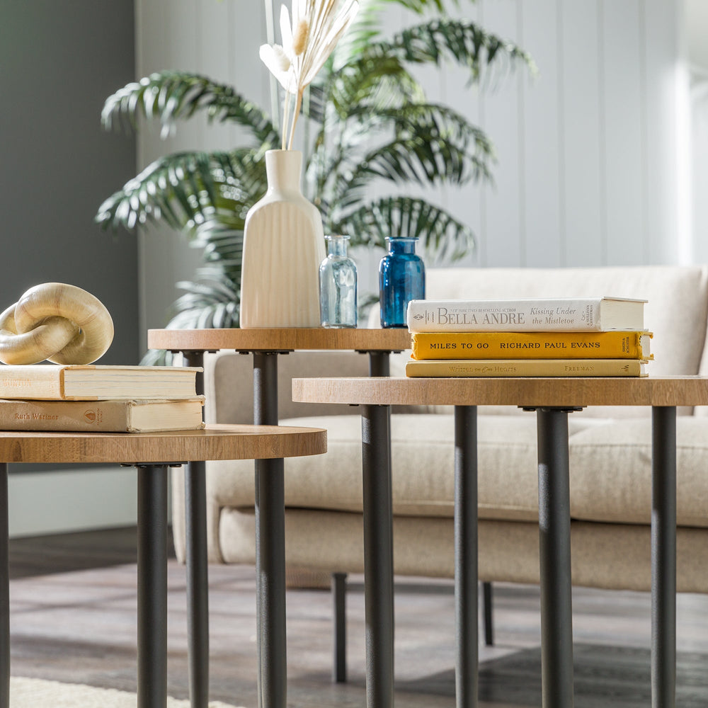 
                      
                        Modern Round Nesting Coffee Tables with Tapered Legs, Set of 3
                      
                    