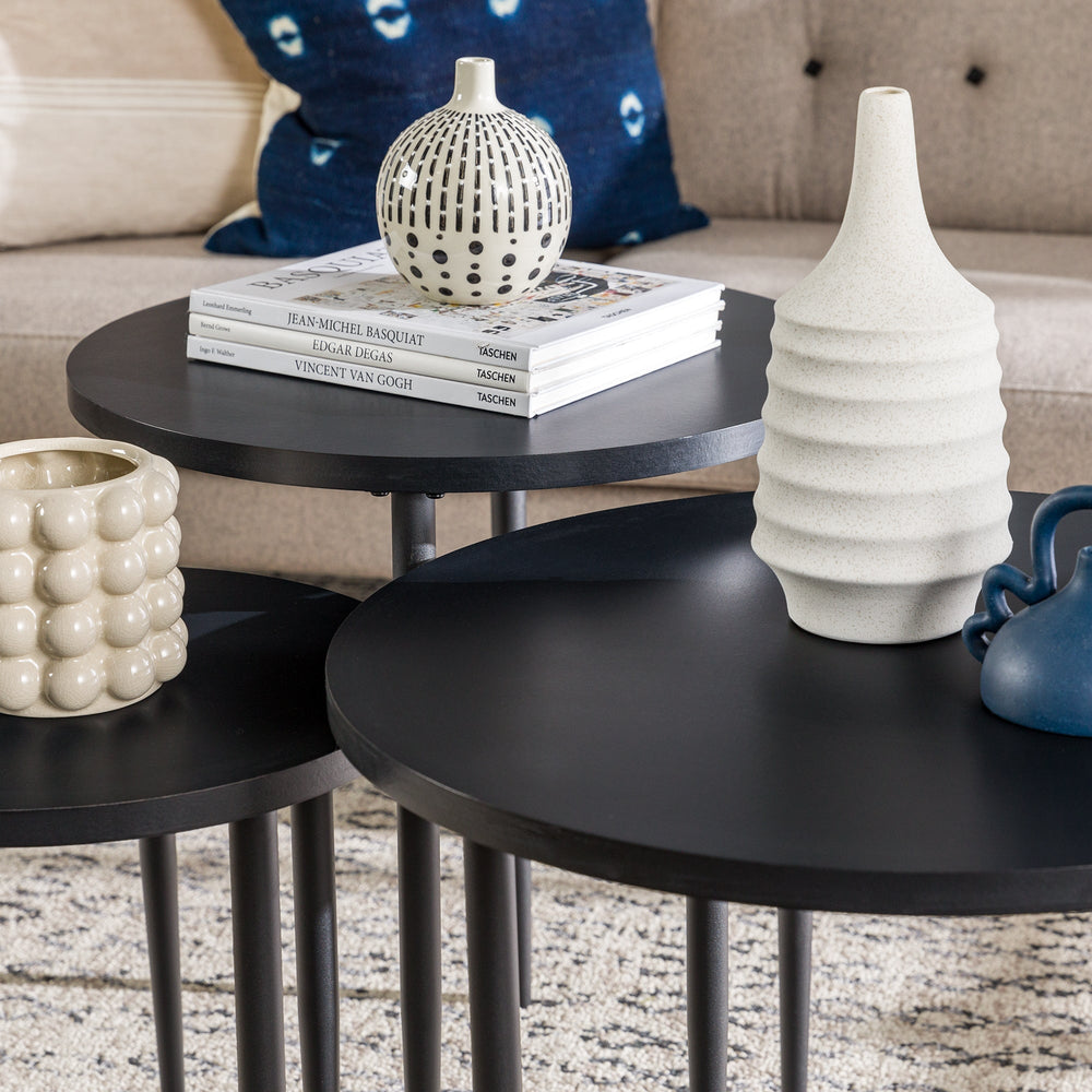 
                      
                        Modern Round Nesting Coffee Tables with Tapered Legs, Set of 3
                      
                    