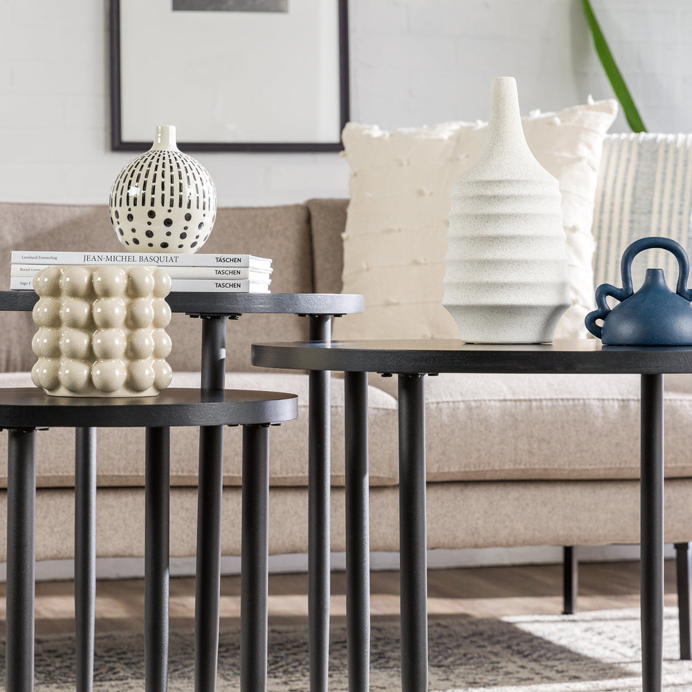 
                      
                        Modern Round Nesting Coffee Tables with Tapered Legs, Set of 3
                      
                    