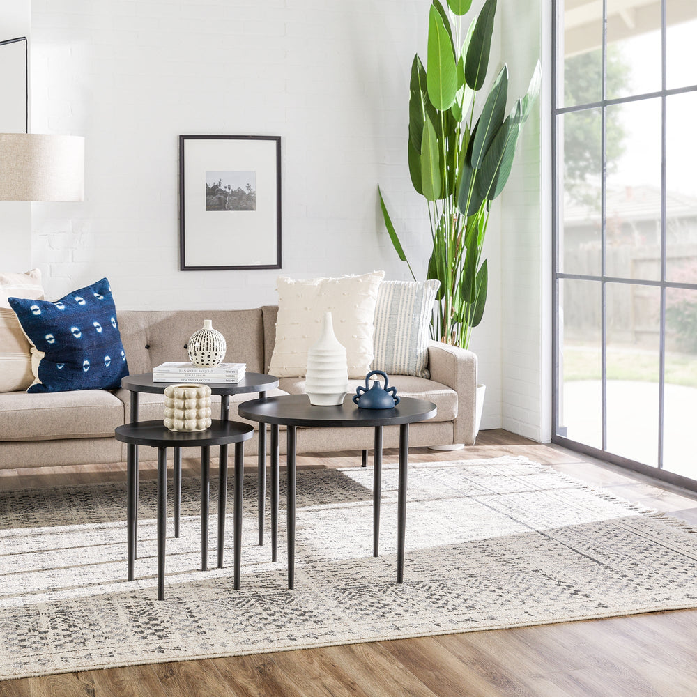 
                      
                        Modern Round Nesting Coffee Tables with Tapered Legs, Set of 3
                      
                    