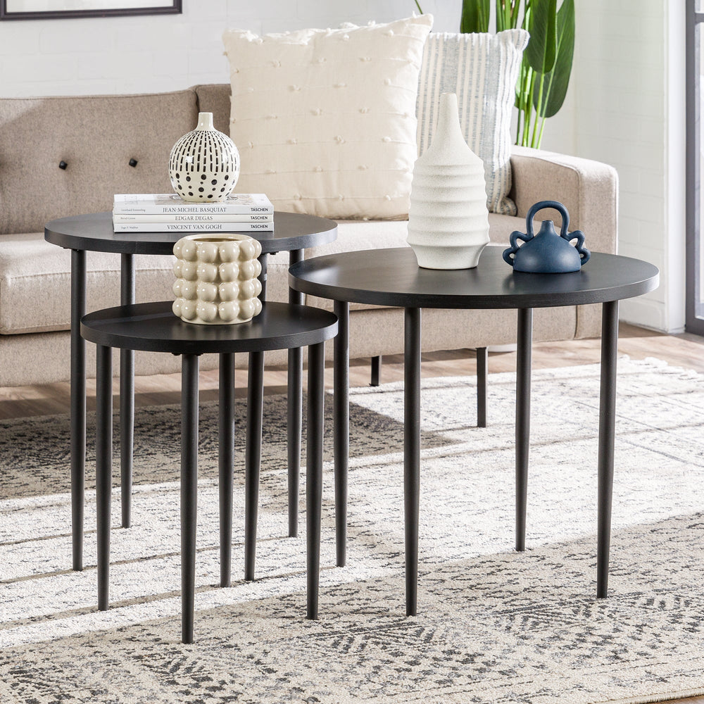 
                      
                        Modern Round Nesting Coffee Tables with Tapered Legs, Set of 3
                      
                    