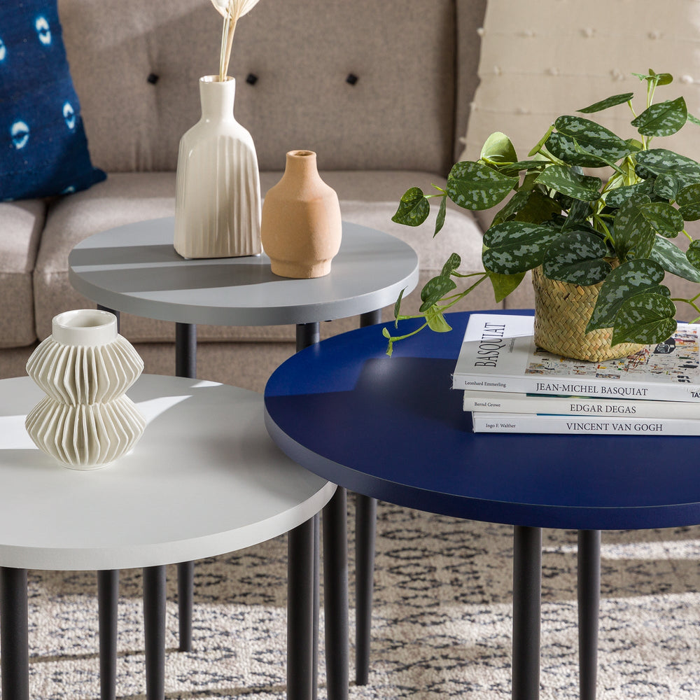 
                      
                        Modern Round Nesting Coffee Tables with Tapered Legs, Set of 3
                      
                    