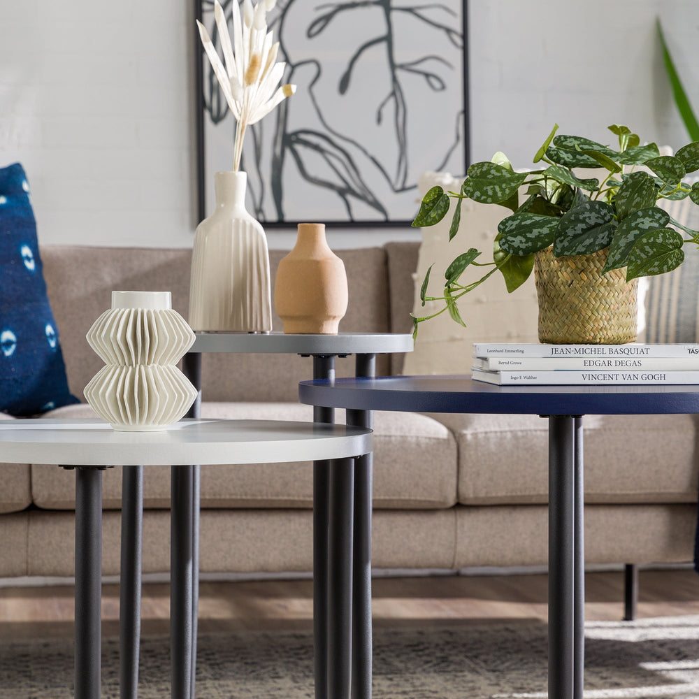 
                      
                        Modern Round Nesting Coffee Tables with Tapered Legs, Set of 3
                      
                    