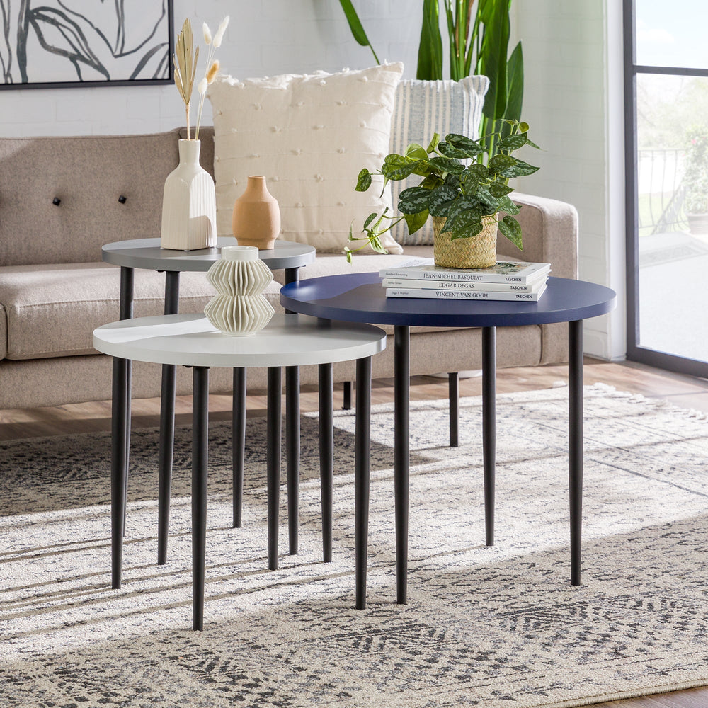 
                      
                        Modern Round Nesting Coffee Tables with Tapered Legs, Set of 3
                      
                    