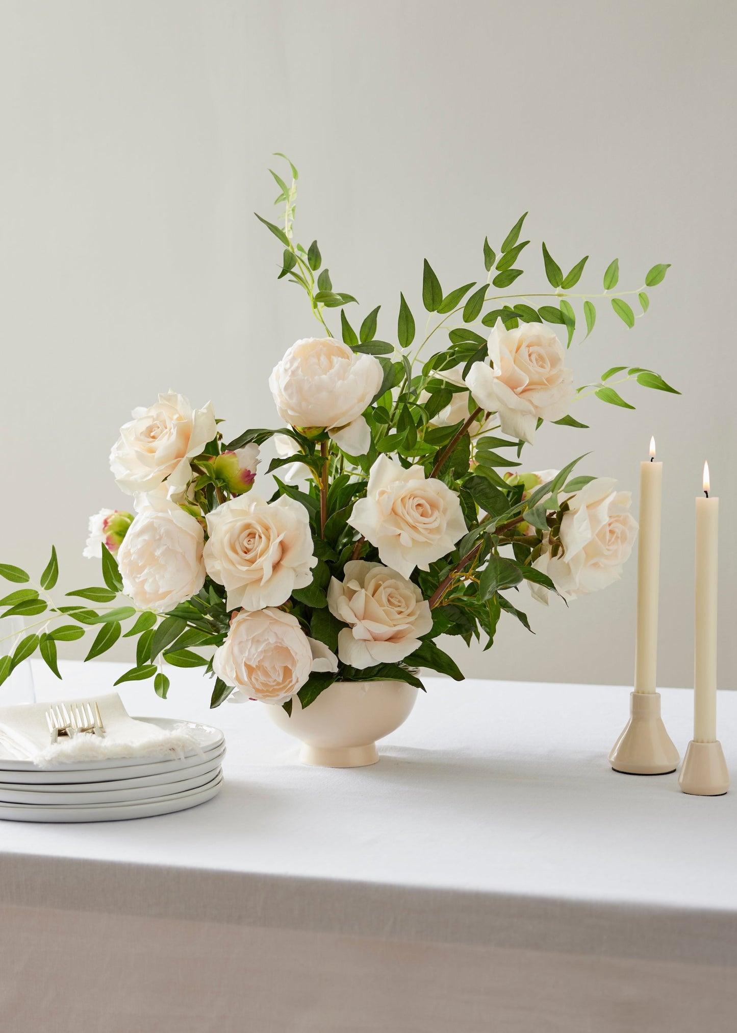 Beige Real Touch Duchess Rose Fake Flower - 20"