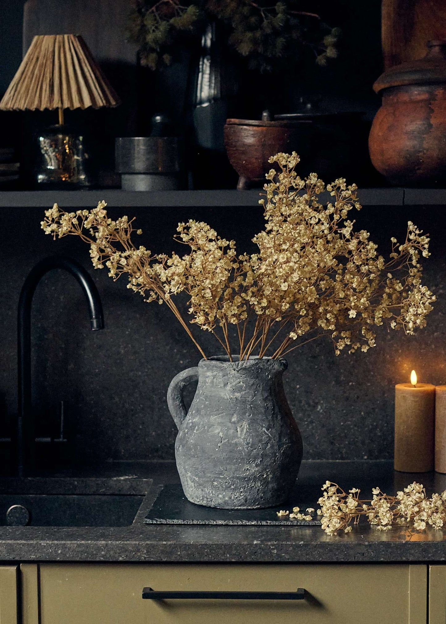 Cream artificial gypsophila wildflower branch, 22.75 inches, perfect for floral arrangements by Afloral.com