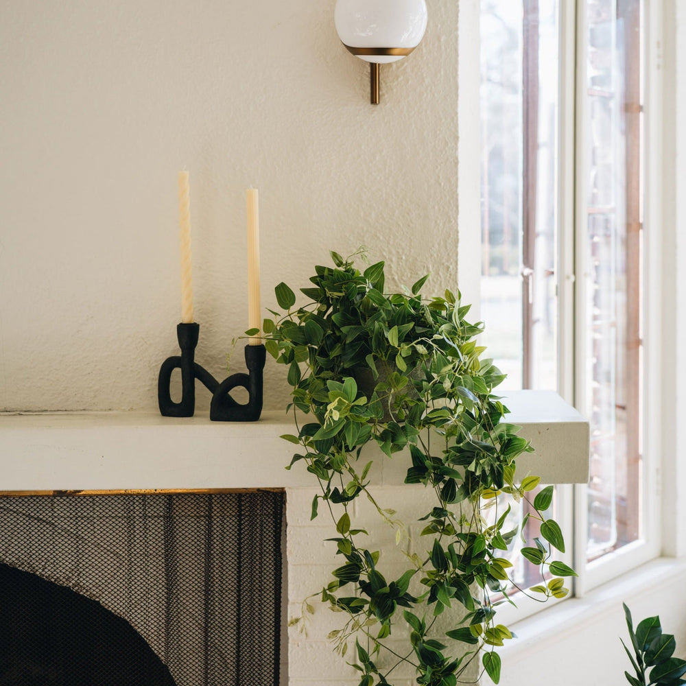 Black Resin Double Taper Candle Holder - 6"