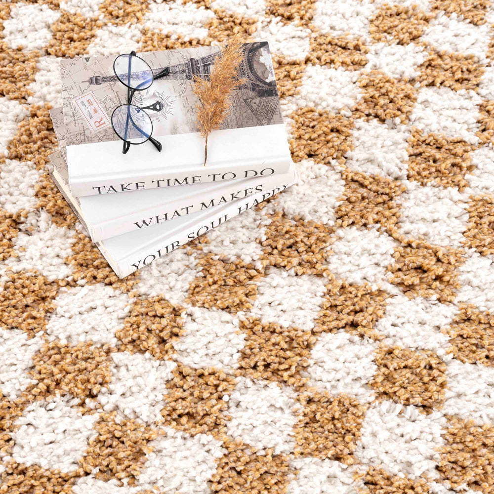 
                      
                        Kieu Yellow & White Checkered Area Rug
                      
                    