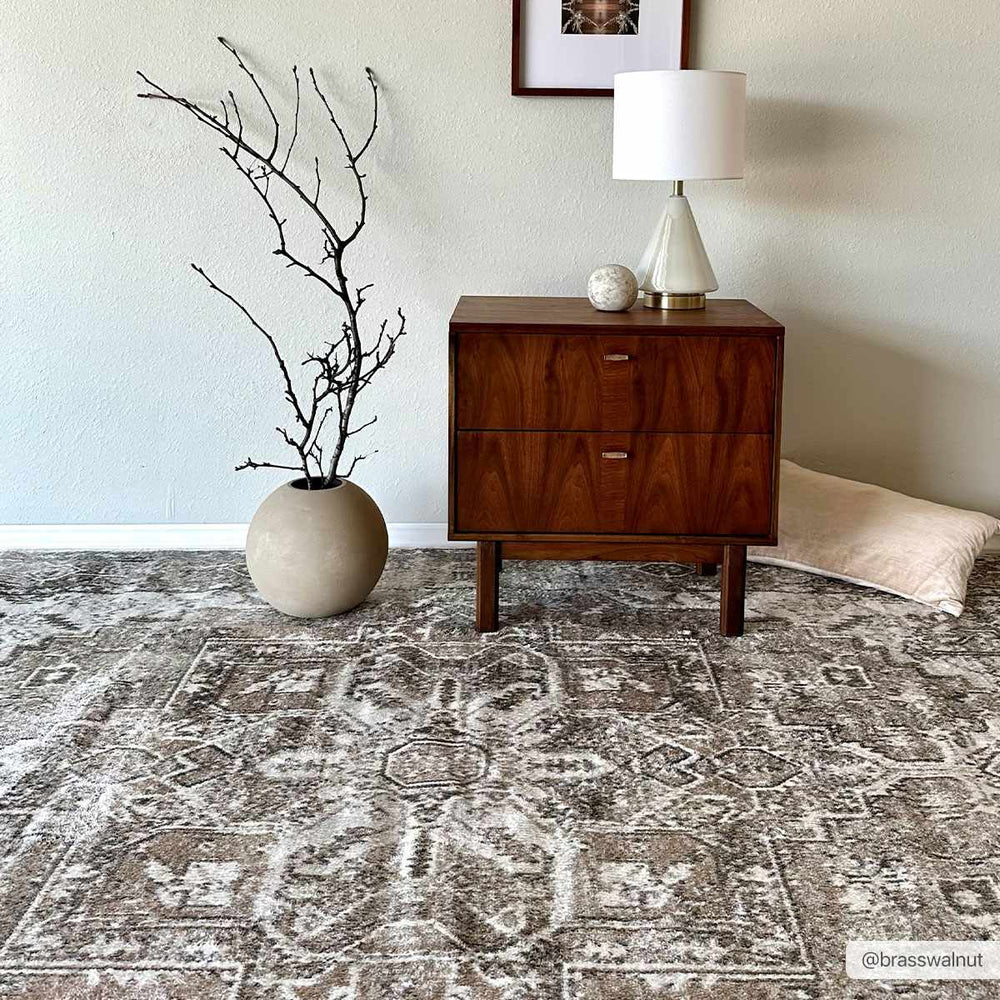 Hera Brown & Cream Washable Area Rug