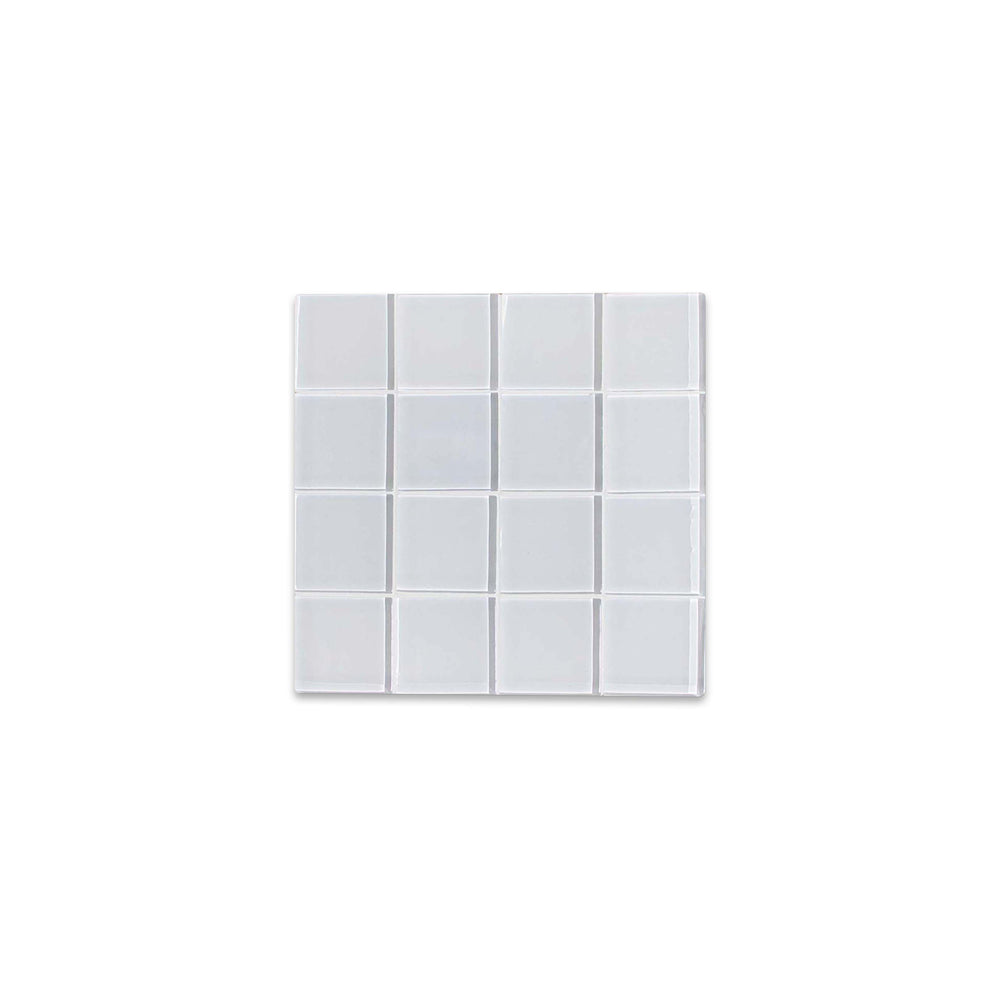 Glass Tile Coaster - Gloss - White Canvas