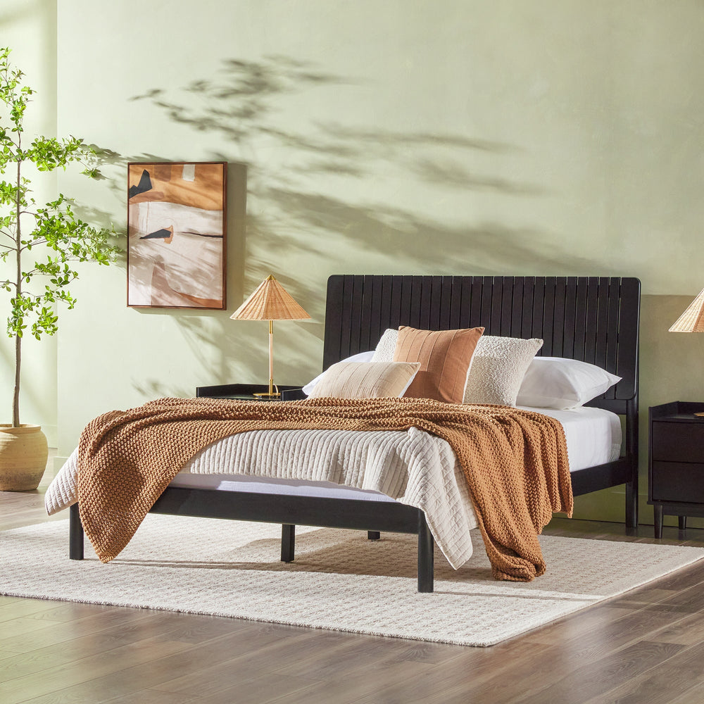 
                      
                        Callen Slatted Headboard Mid-Century Modern Solid Wood Bed
                      
                    