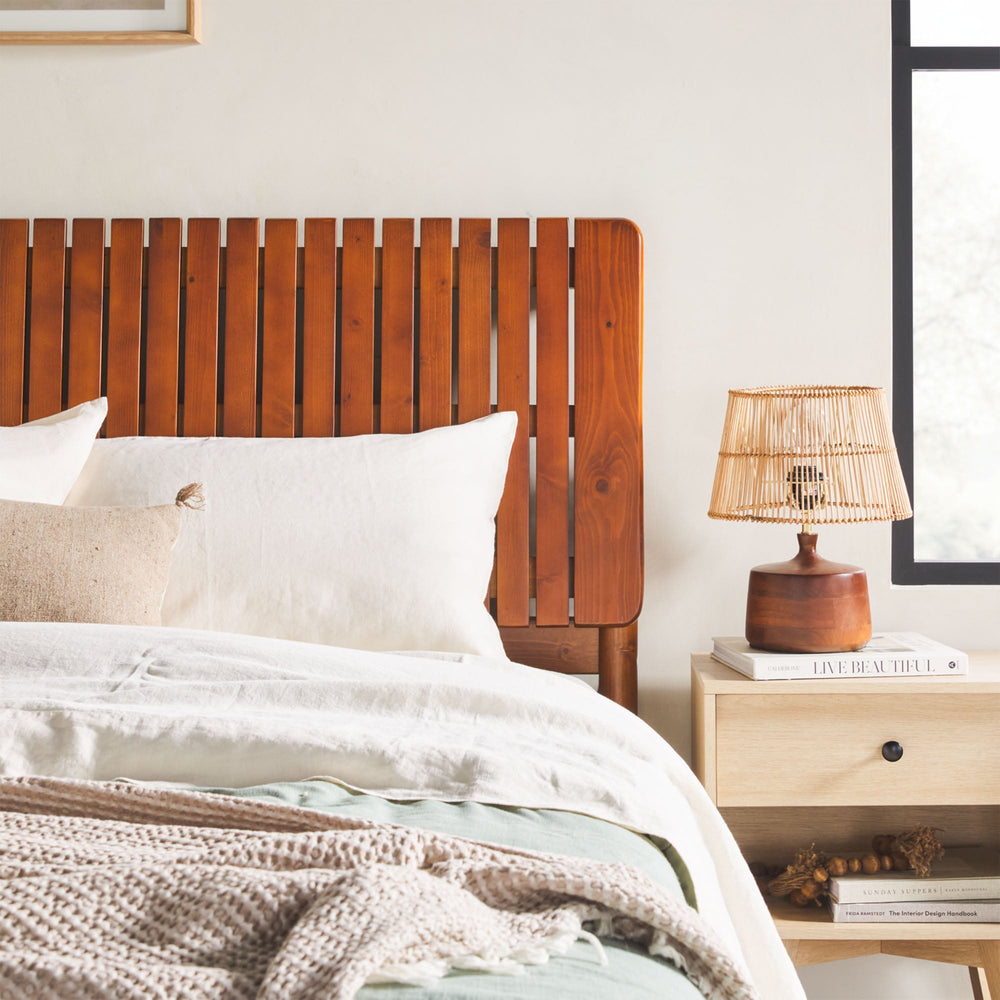 
                      
                        Callen Slatted Headboard Mid-Century Modern Solid Wood Bed
                      
                    