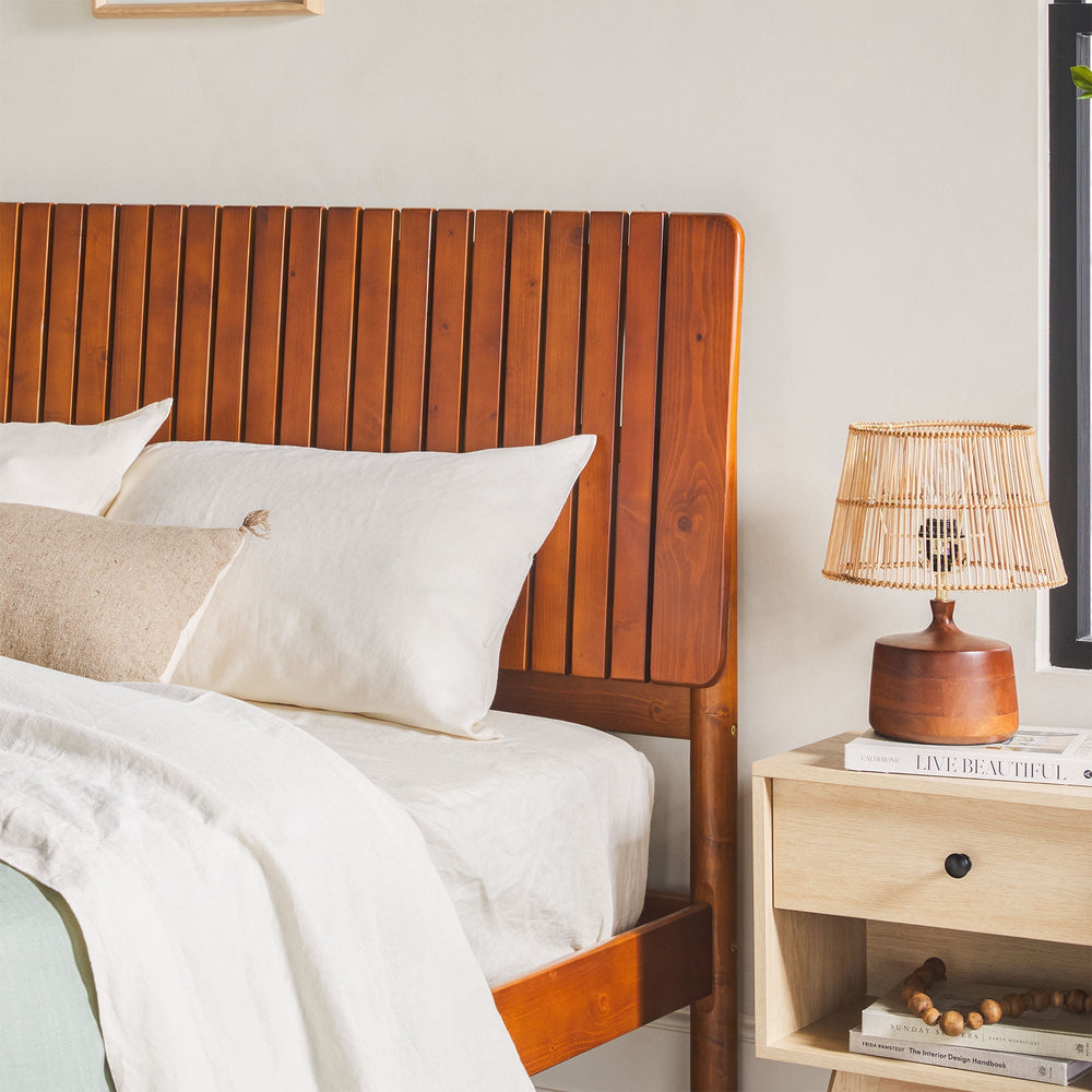 
                      
                        Callen Slatted Headboard Mid-Century Modern Solid Wood Bed
                      
                    