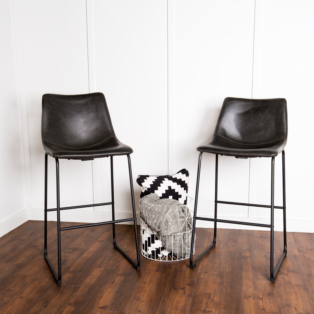 
                      
                        Faux Leather Bar Stools
                      
                    