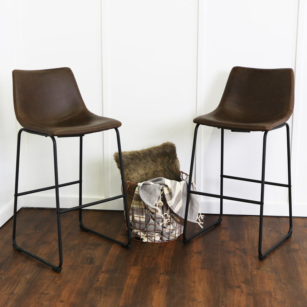 
                      
                        Faux Leather Bar Stools
                      
                    