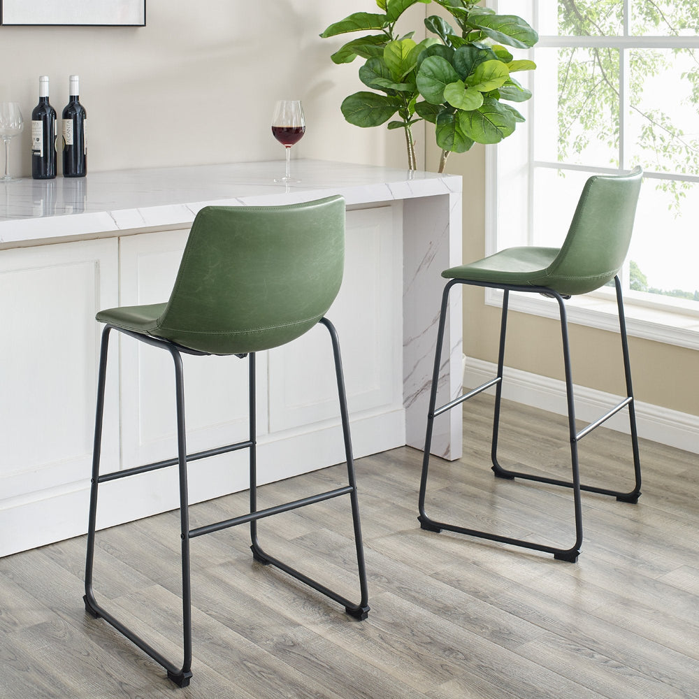 
                      
                        Faux Leather Bar Stools
                      
                    