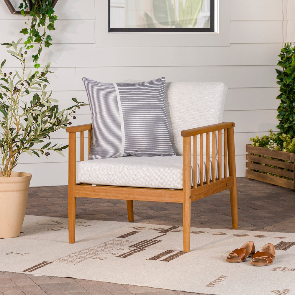 Circa Modern Solid Wood Spindle Patio Lounge Chair, Natural