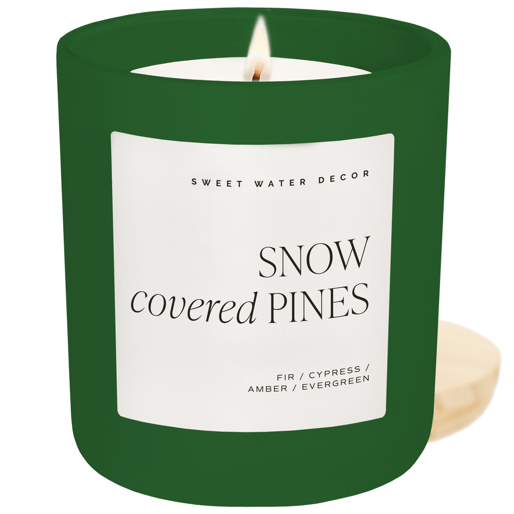 Snow Covered Pines Soy Candle - Green Matte Jar - 15 oz
