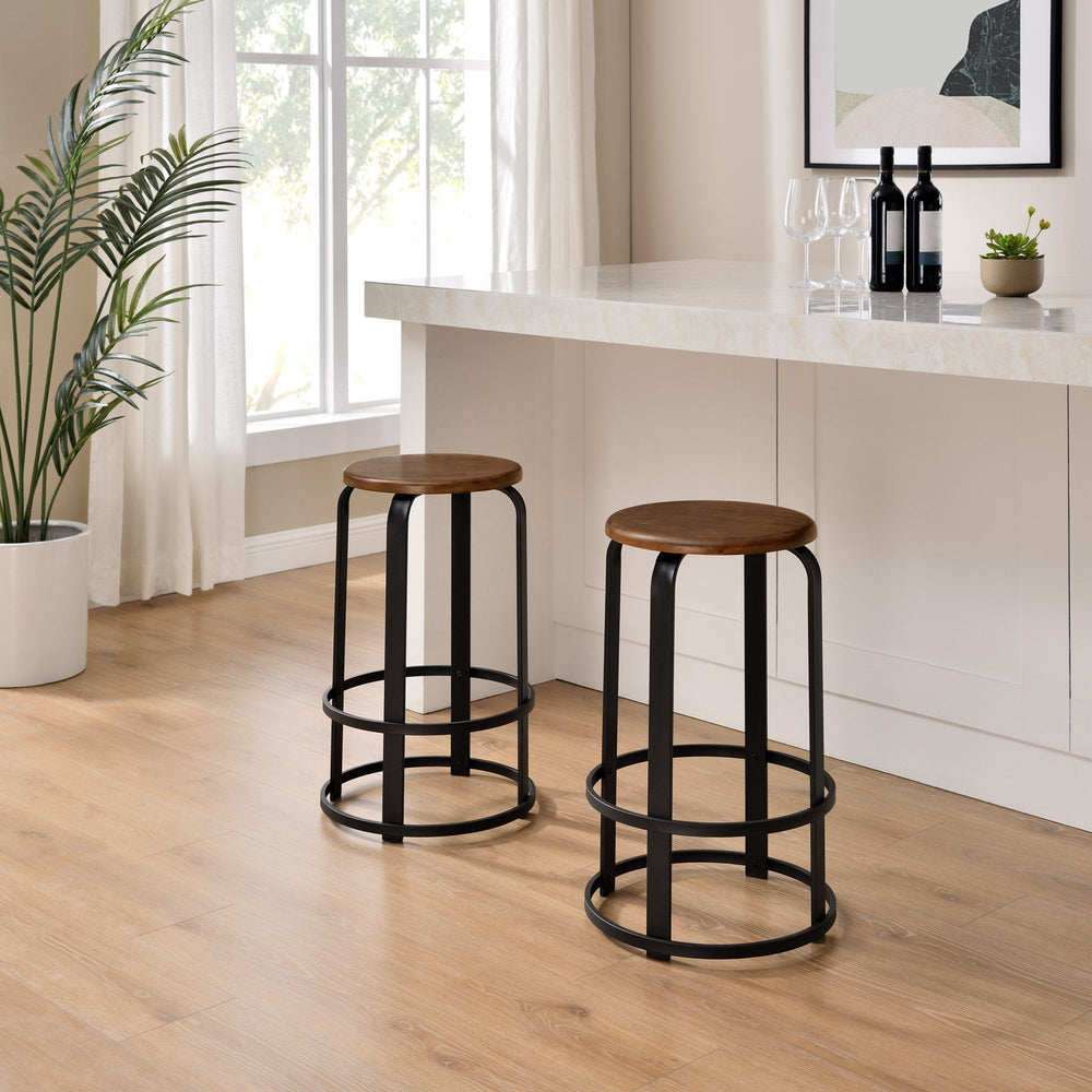 
                      
                        Colton 26" Metal and Wood Round Kitchen Bar Stool
                      
                    