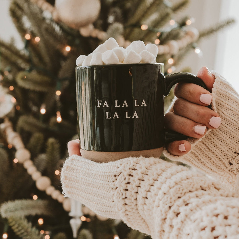 Fa La La Green Stoneware Coffee Mug, 14 oz