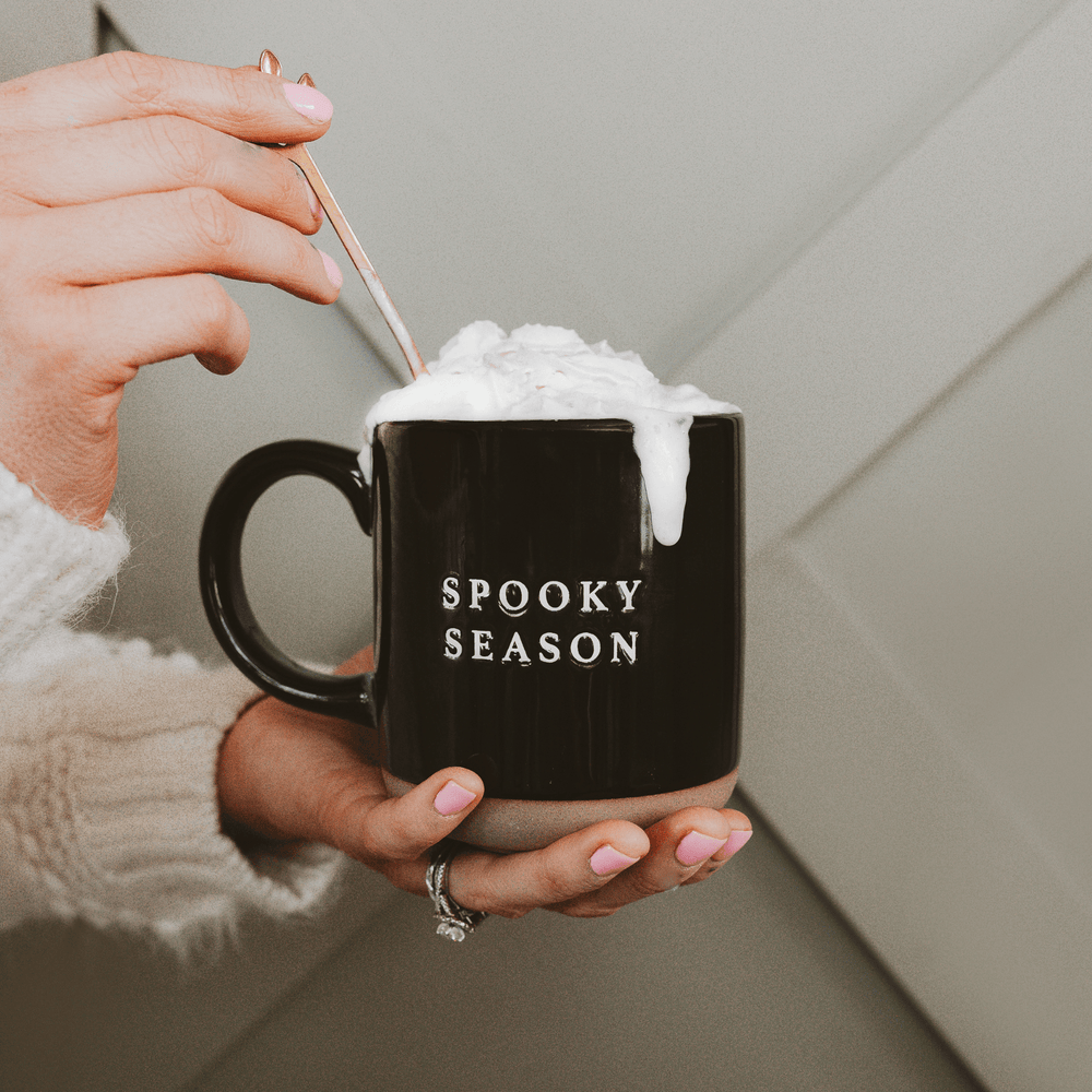 Spooky Season Black Stoneware Coffee Mug, 14oz