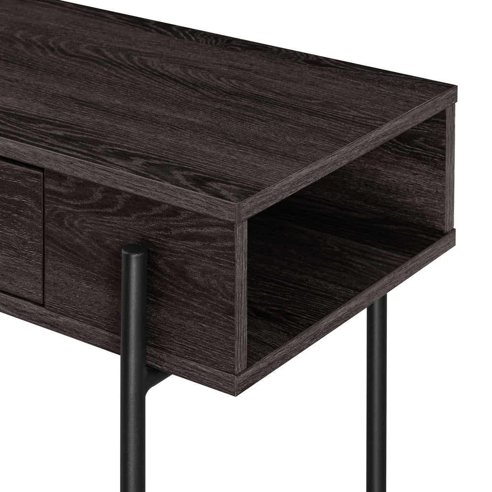 
                      
                        Modern Minimalist Metal and Wood 1-Drawer Entry Table
                      
                    