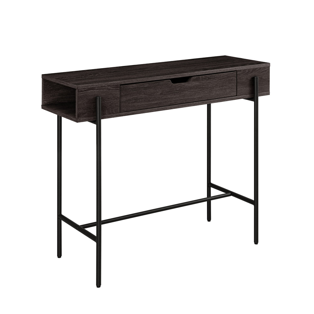 
                      
                        Modern Minimalist Metal and Wood 1-Drawer Entry Table
                      
                    