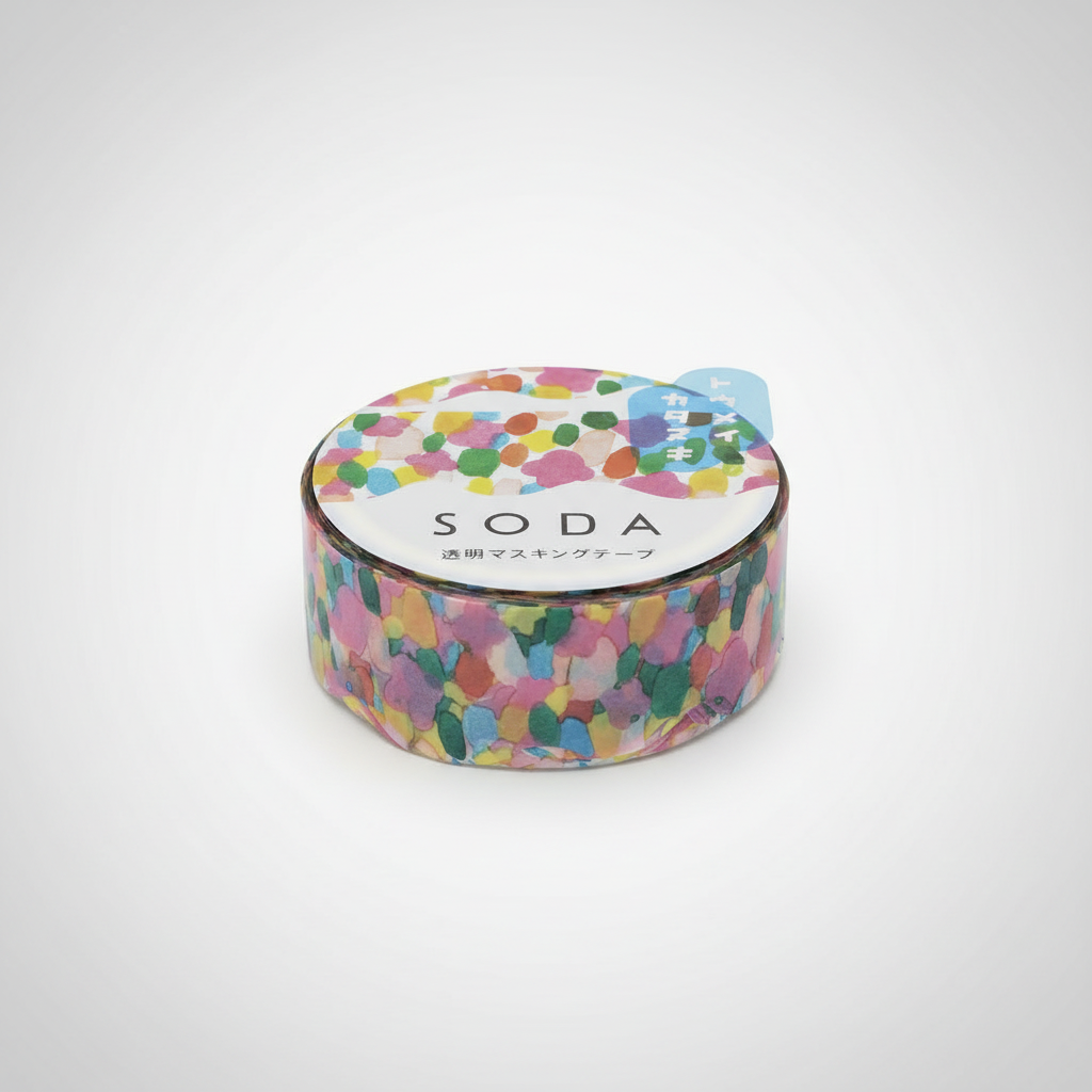 SODA transparent masking tape 0.6” wide shaped in syrup color by KING JIM